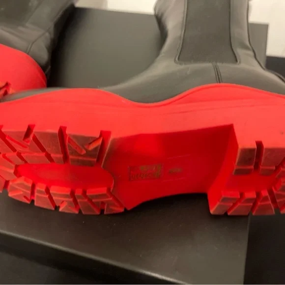 Red Black wavy boots Bottega inspired veneta winter rain snow weather emo chunky - Picture 4 of 5